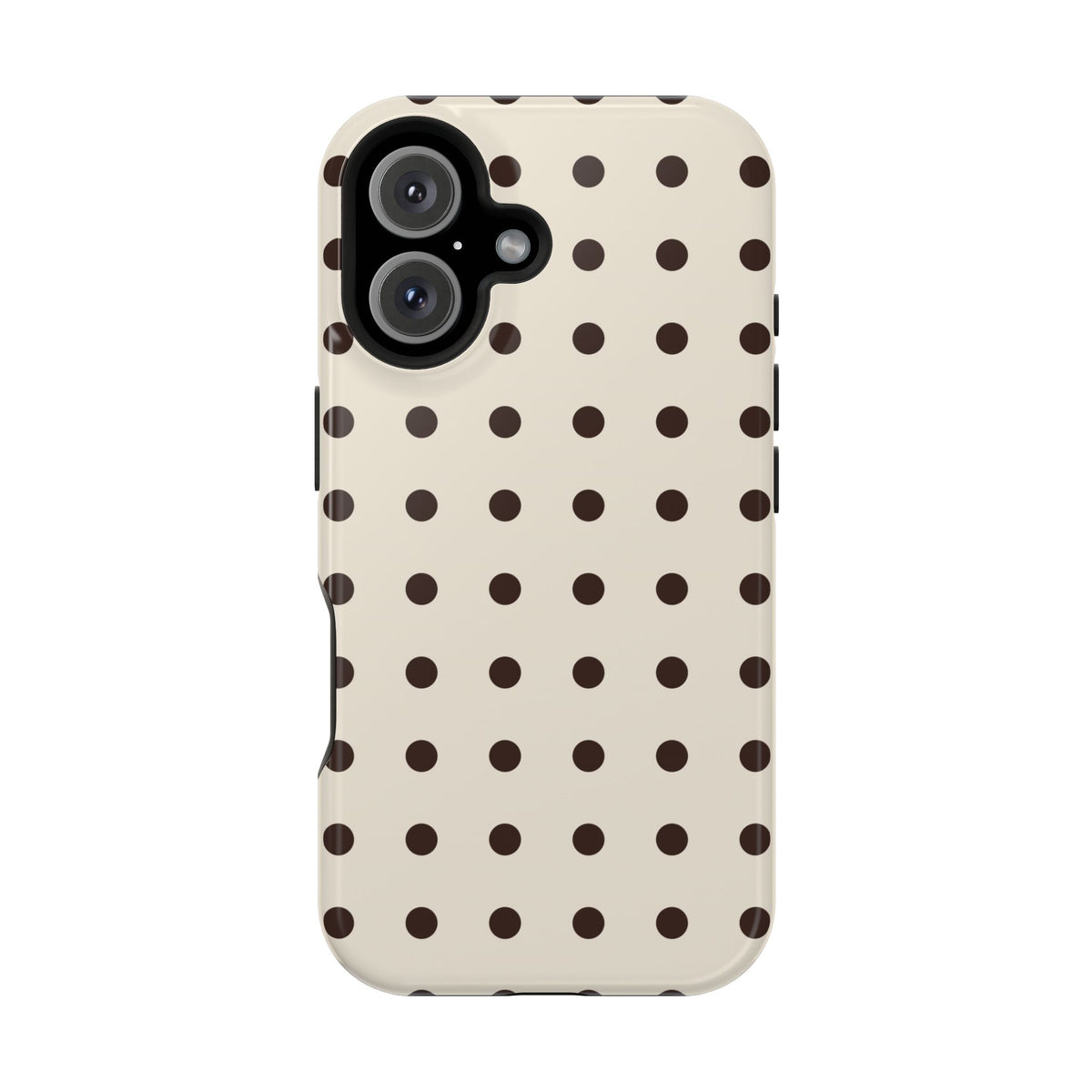 Cream Dot glossy phone case for iPhone 16; supplier-generated preview. Phone not included.