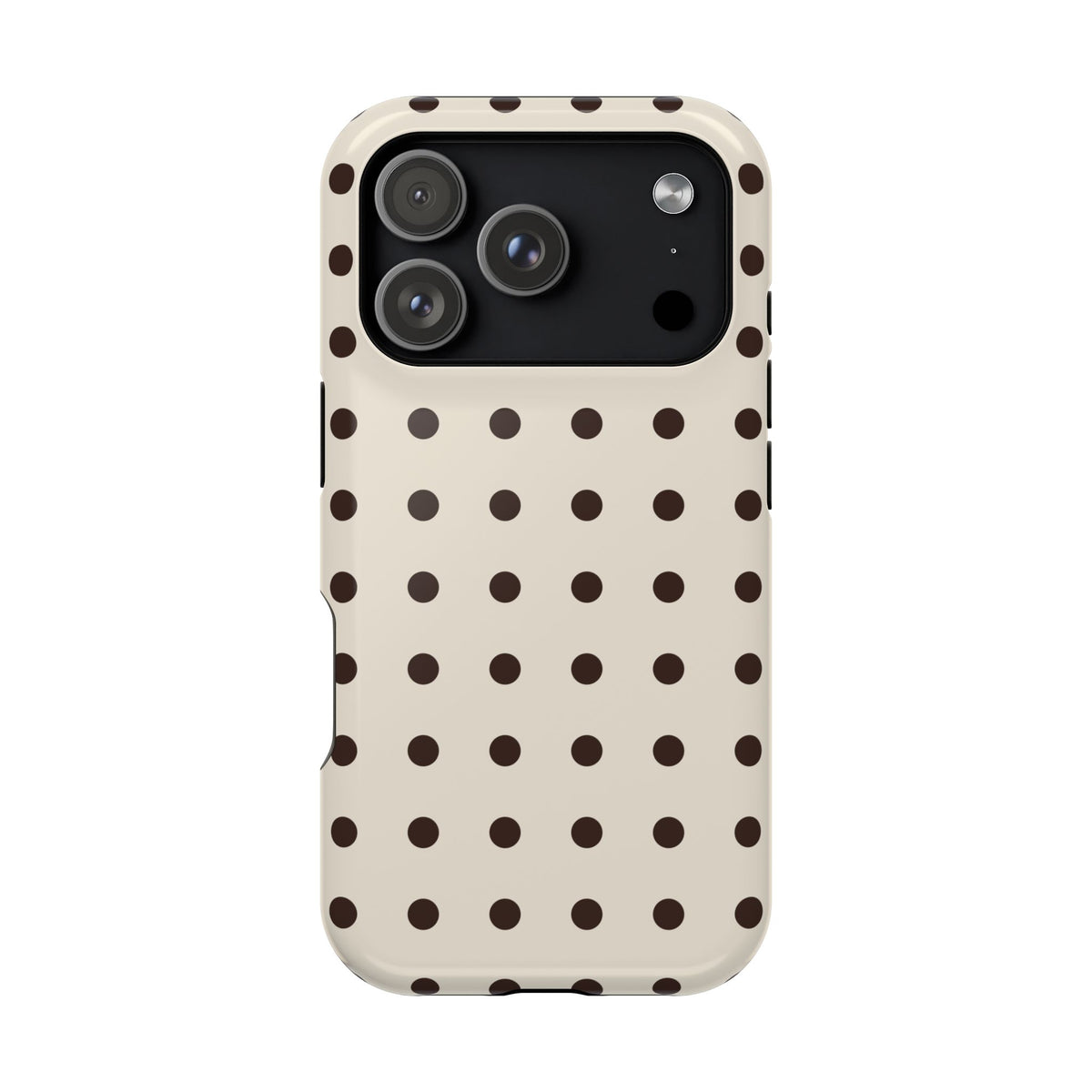 Cream Dot glossy phone case for iPhone 17 Pro; supplier-generated preview. Phone not included.