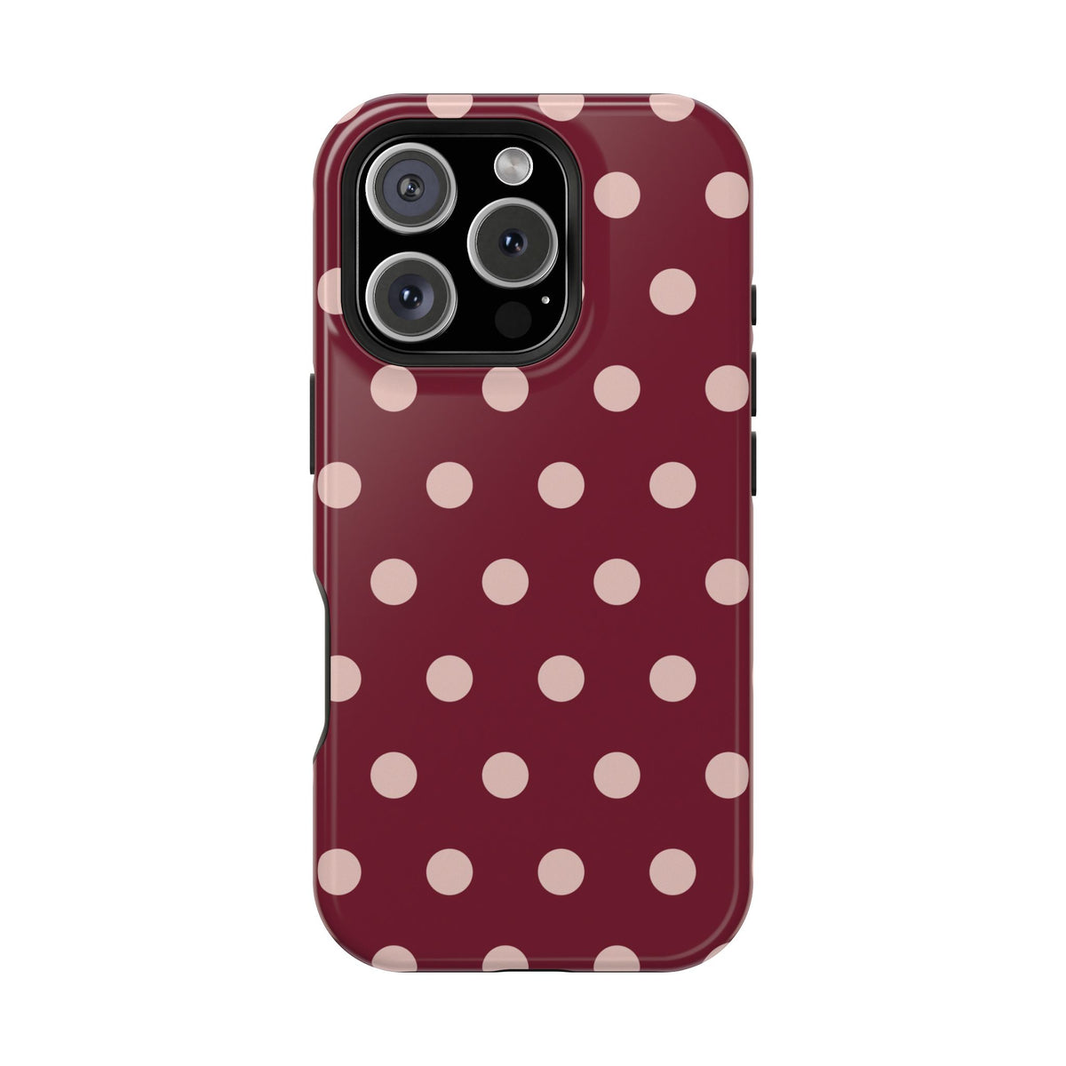 Rouge Dot glossy phone case for iPhone 16 Pro; supplier-generated preview. Phone not included.