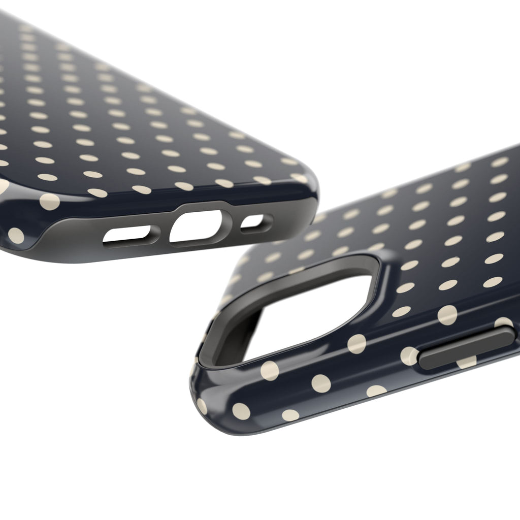Ink Dot glossy phone case for iPhone 15; edge and port detail. Supplier-generated preview. Phone not included.