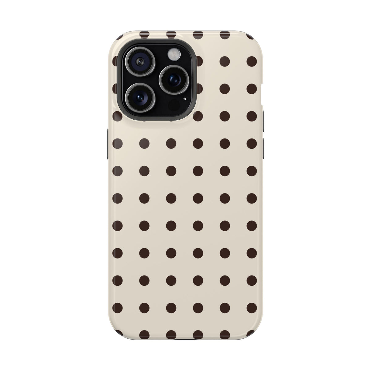 Cream Dot glossy phone case for iPhone 15 Pro Max; supplier-generated preview. Phone not included.