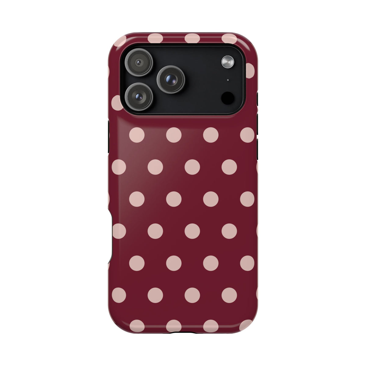 Rouge Dot glossy phone case for iPhone 17 Pro Max; supplier-generated preview. Phone not included.