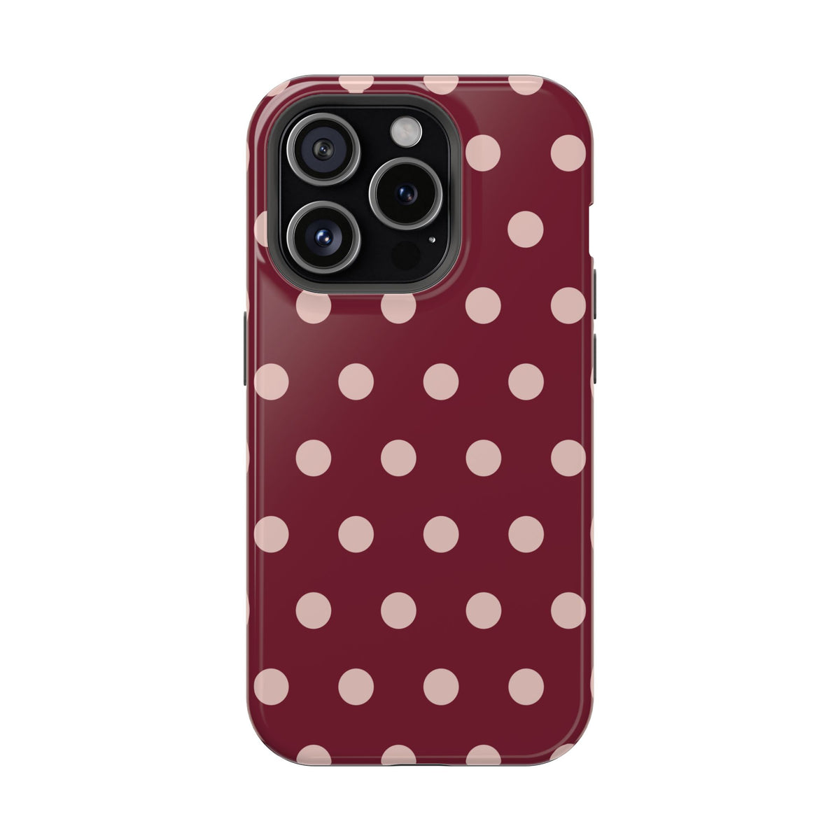 Rouge Dot glossy phone case for iPhone 15 Pro; supplier-generated preview. Phone not included.