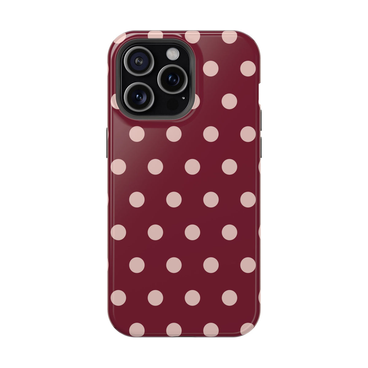 Rouge Dot glossy phone case for iPhone 15 Pro Max; supplier-generated preview. Phone not included.