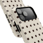 Cream Dot glossy phone case for iPhone 18 Pro Max; camera and side detail. Supplier-generated preview. Phone not included.