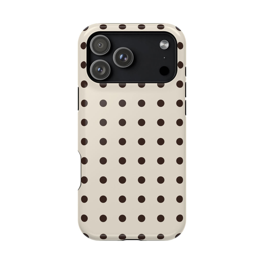 Cream Dot glossy phone case for iPhone 18 Pro Max; supplier-generated preview. Phone not included.