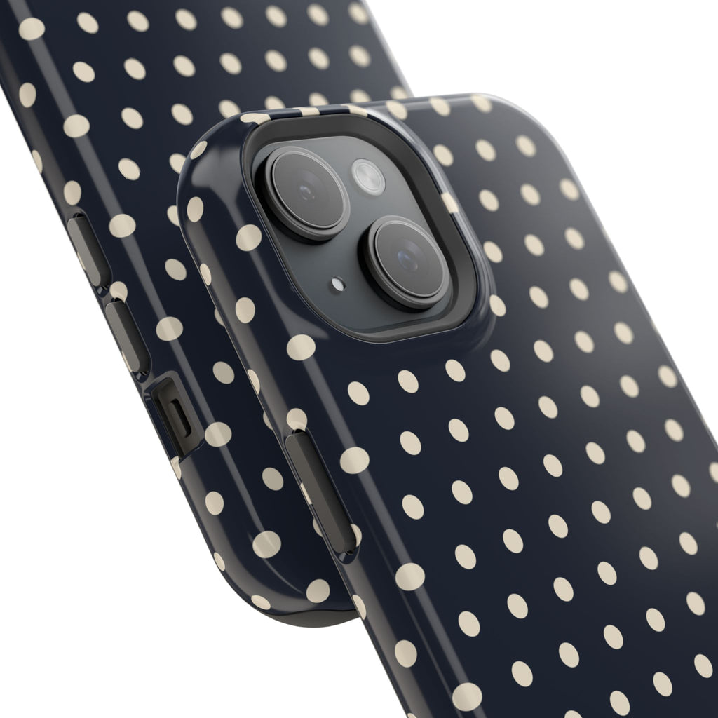 Ink Dot glossy phone case for iPhone 15; camera and side detail. Supplier-generated preview. Phone not included.