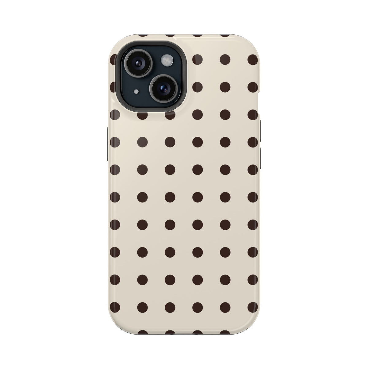Cream Dot glossy phone case for iPhone 15; supplier-generated preview. Phone not included.